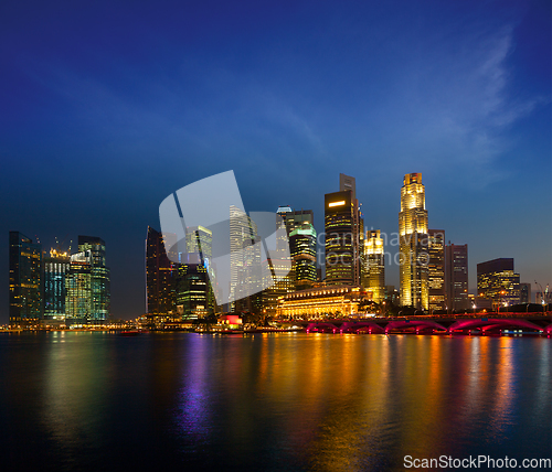 Image of Singapore skyline in evening