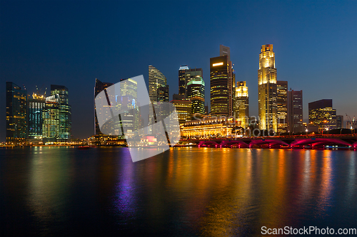 Image of Singapore skyline in evening