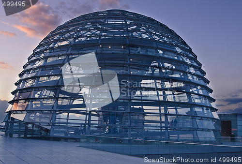Image of Reichstag dome at sunset