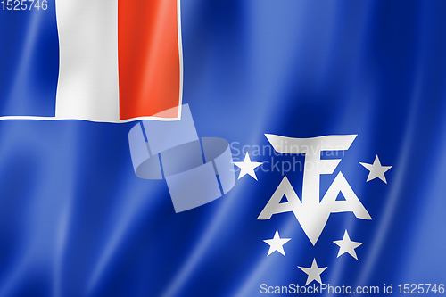 Image of French Southern and Antarctic Lands flag, Overseas Territories o