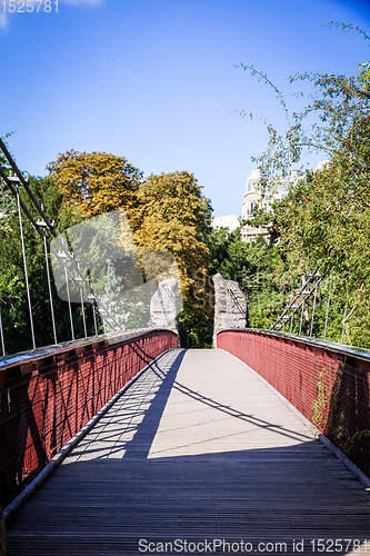 Image of Hanging bridge in Buttes-Chaumont Park, Paris