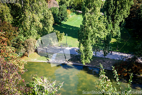 Image of Pond in Buttes-Chaumont Park, Paris