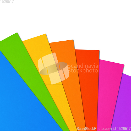 Image of Colorful rainbow Blank A4 paper sheet range on white background