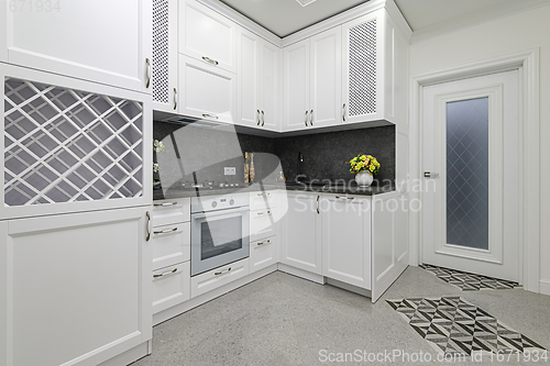 Image of Luxury well designed modern black and white kitchen