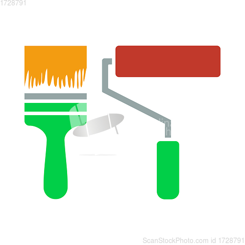 Image of Icon Of Construction Paint Brushes