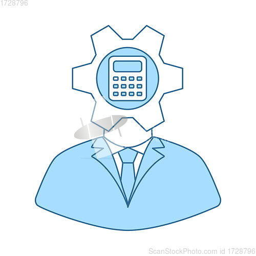 Image of Analyst With Gear Hed And Calculator Inside Icon