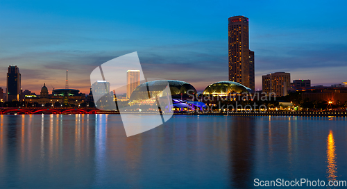 Image of Singapore skyline evening