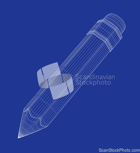 Image of 3D model of pencil with eraser
