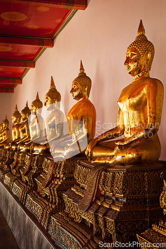 Image of Sitting Buddha statues, Thailand