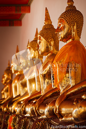 Image of Sitting Buddha statues, Thailand