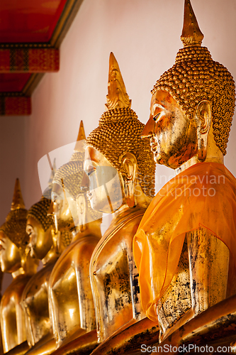 Image of Sitting Buddha statues, Thailand