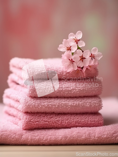 Image of Soft Spa Freshness with Pile of Towels