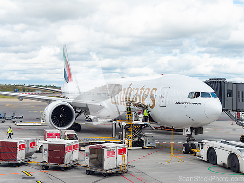 Image of Emirates Boeing 777-300ER at Oslo Airport, Gardermoen