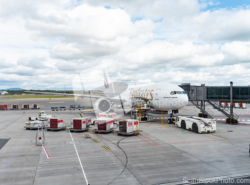Image of Emirates Boeing 777-300ER at Oslo Airport, Gardermoen