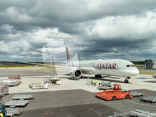 Image of Qatar Airways Boeing 787-9 at Oslo Airport, Gardermoen