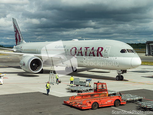 Image of Qatar Airways Boeing 787-9 at Oslo Airport, Gardermoen