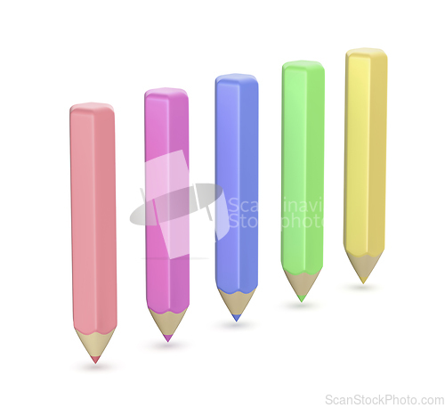 Image of Five cartoon style colored pencils