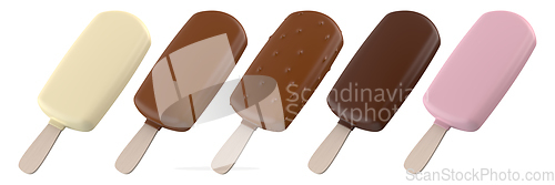 Image of Group of five chocolate ice creams