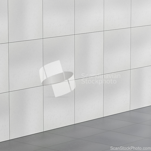 Image of Empty room with tiled wall and floor