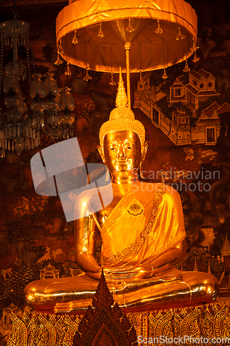 Image of Sitting Buddha statue close up, Thailand