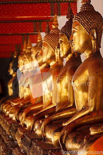 Image of Sitting Buddha statues, Thailand