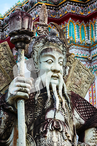 Image of Wat Pho stone guardian statue, Thailand