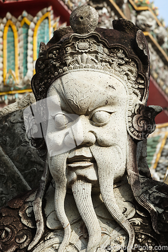 Image of Wat Pho stone guardian statue, Thailand