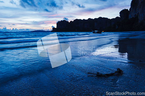 Image of Sunset on Railay beach. Railay , Krabi Province Thailand