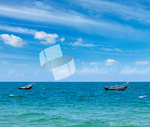 Image of Fishing boats in sea. Mui Ne, Vietnam