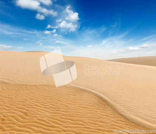 Image of White sand dunes on sunrise, Mui Ne, Vietnam