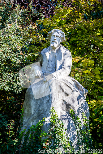 Image of Alphonse Daudet statue in Gardens of the Champs Elysees, Paris