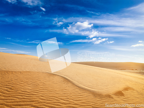 Image of Desert sand dunes on sunrise