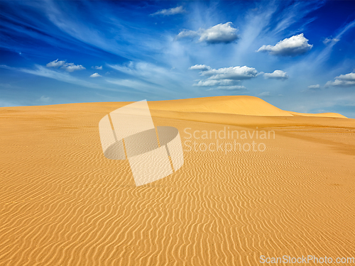 Image of Desert sand dunes on sunrise