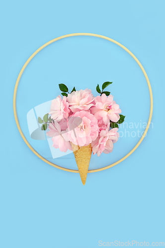 Image of Rose Flower Bizarre Ice Cream Cone Minimal Design