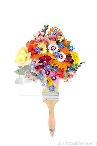 Image of Surreal Summer Flowers Paintbrush Colourful Splatter