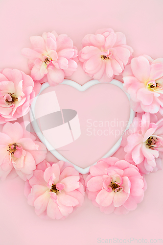 Image of Summer Rose Flower Heart Shape Abstract Composition
