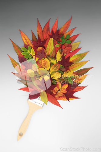 Image of Autumn Leaves Vibrant Red Paintbrush Abstact Splash