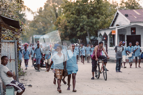 Image of Malagasy students on Maroantsetra street, Madagascar