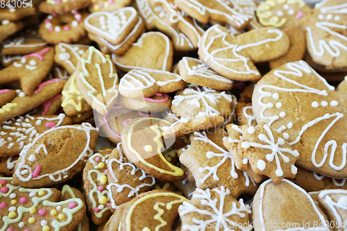 Image of christmas tradition gingerbread background