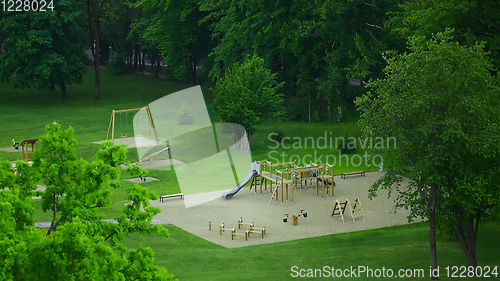 Image of Colorful playground on yard in the park.