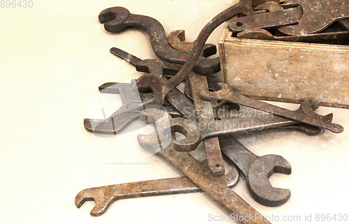 Image of Collection of old rusty wrenche