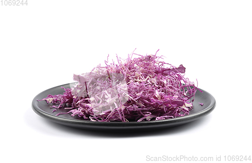 Image of Red cabbage on plate on white