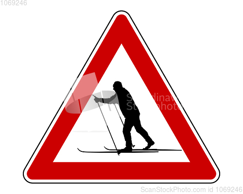 Image of Attention sign cross-country skiing