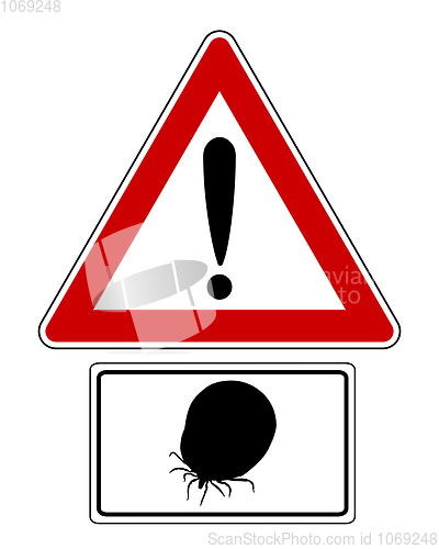 Image of Attention sign with optional label soaked tick