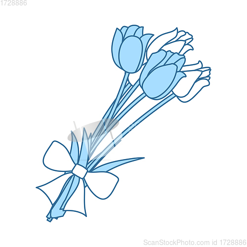 Image of Tulips Bouquet Icon With Tied Bow