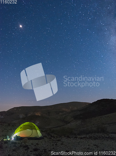 Image of Tent under stars in desert vacation