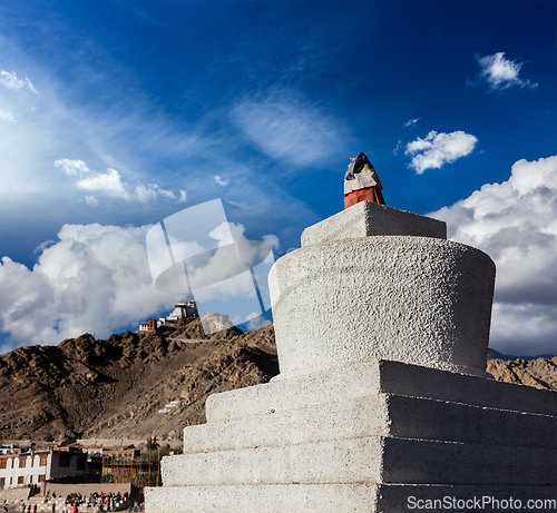 Image of Whitewashed chorten in Leh, Ladakh, India