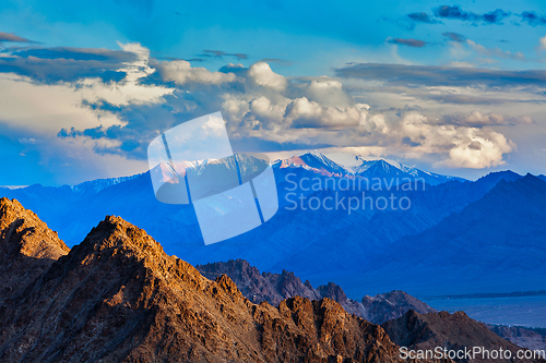 Image of Himalayas mountains on sunset