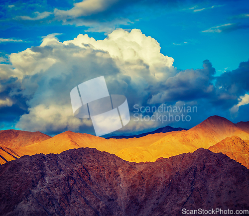 Image of Himalayas mountains on sunset