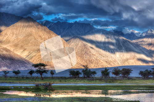 Image of Nubra river in Nubra valley in Himalayas